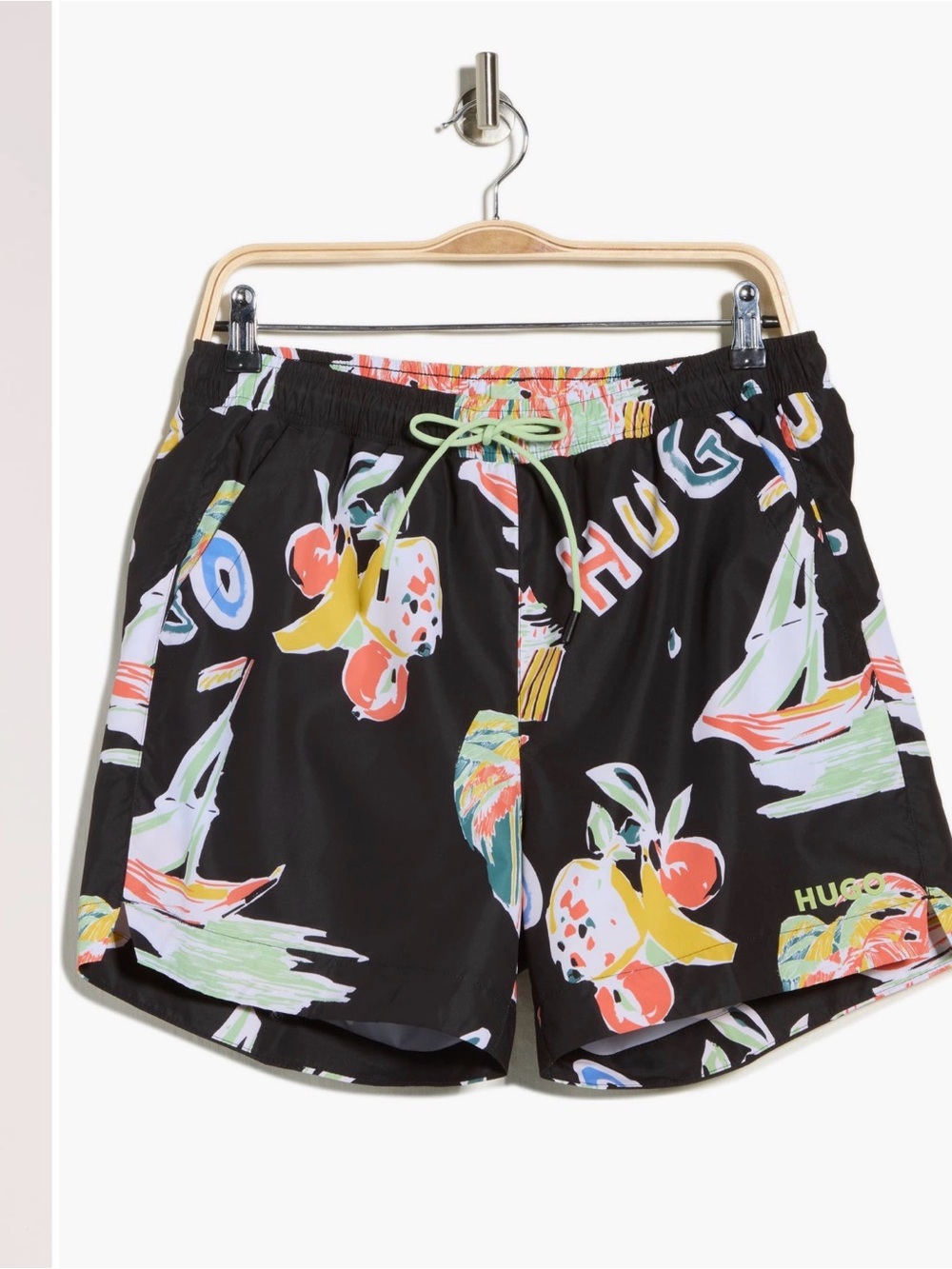 Hugo Boss Black Swim Shorts with Multicolor Tropical Print